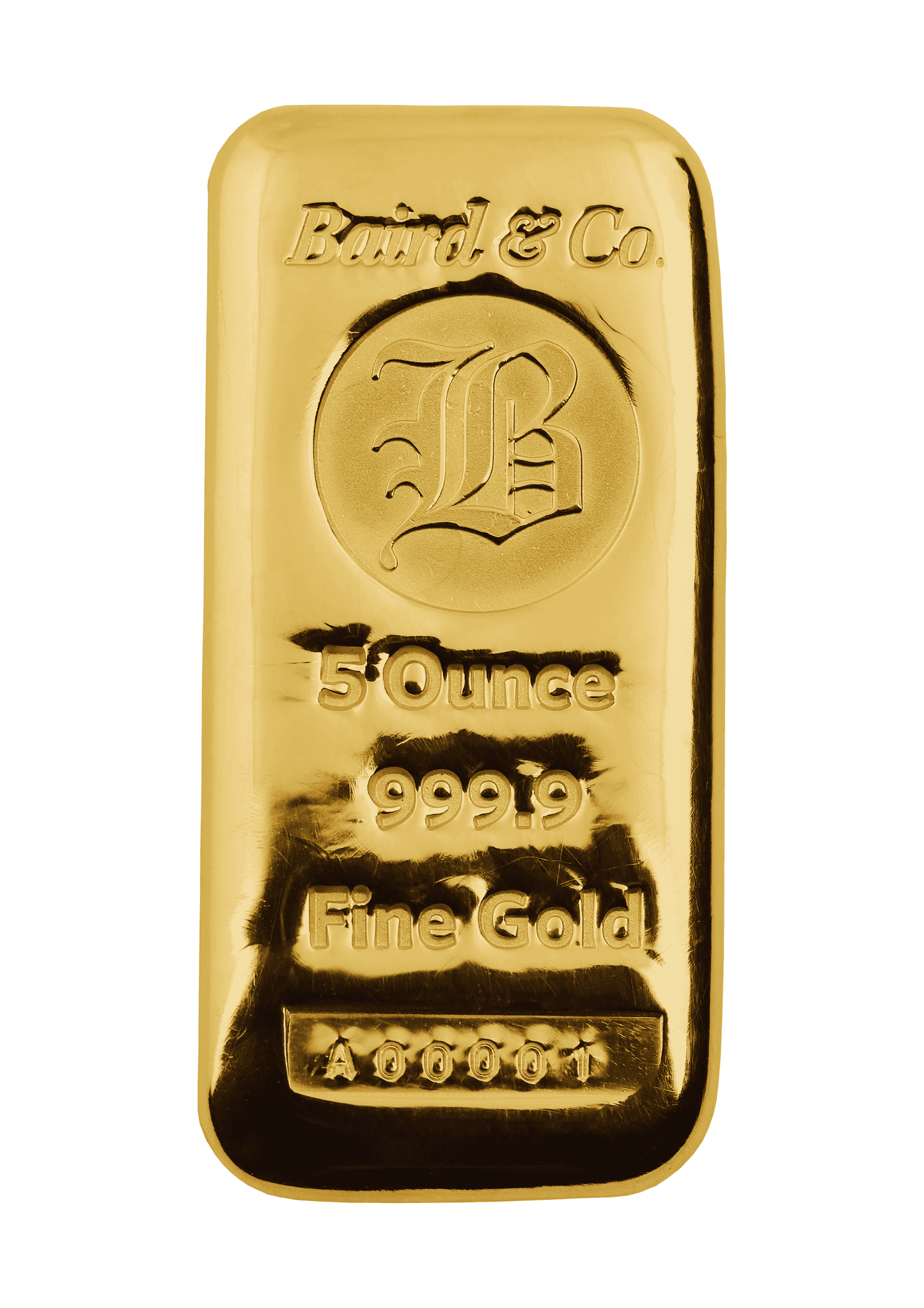 5oz Baird & Co Cast Gold Bar