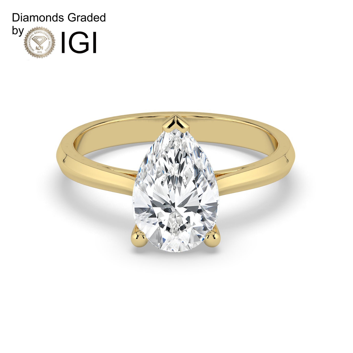 1ct Pear Lab Diamond Engagement Ring with Hidden Halo - E/VVS 18K Gold