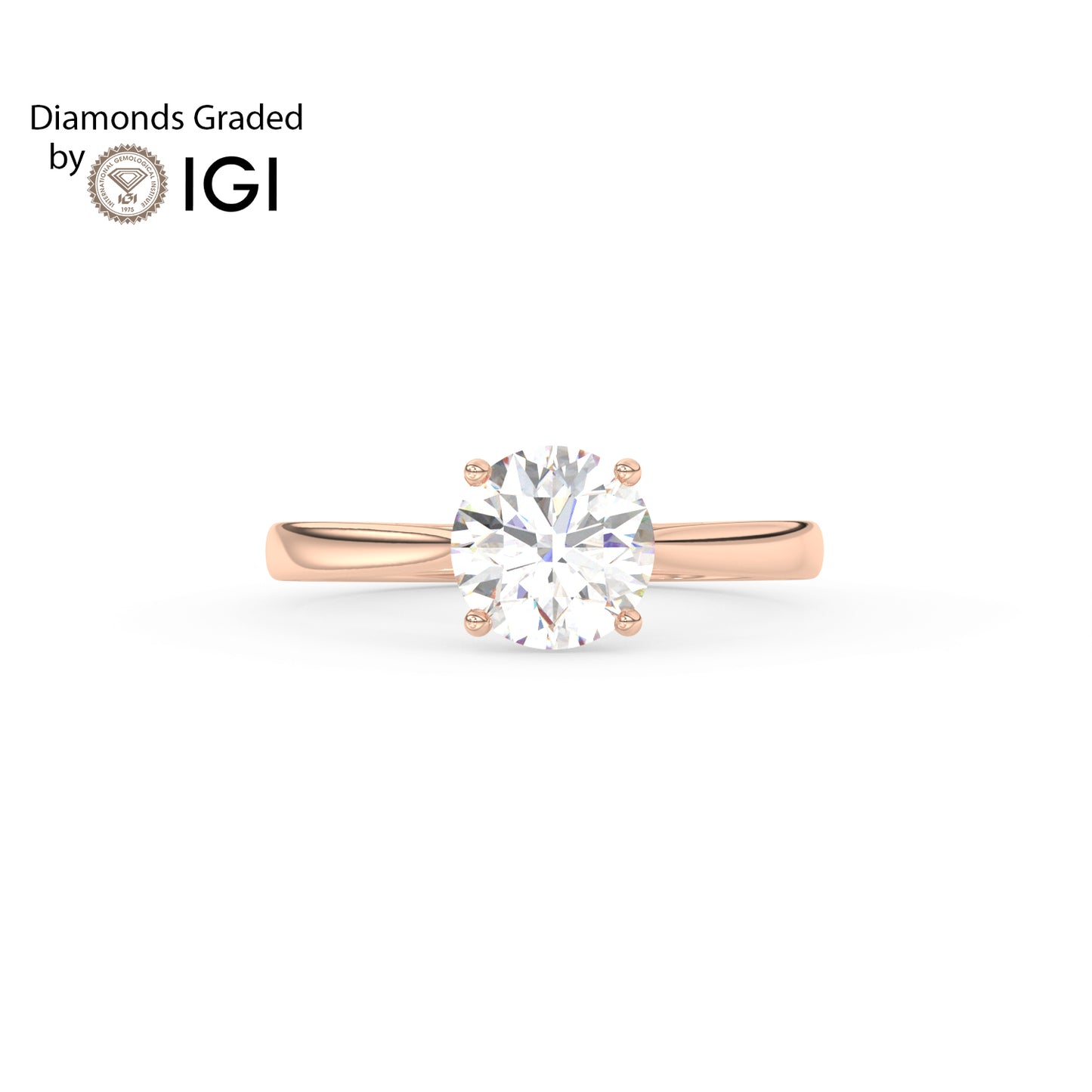 1ct Round Lab Diamond Solitaire Engagement Ring - E/VVS 18K Gold