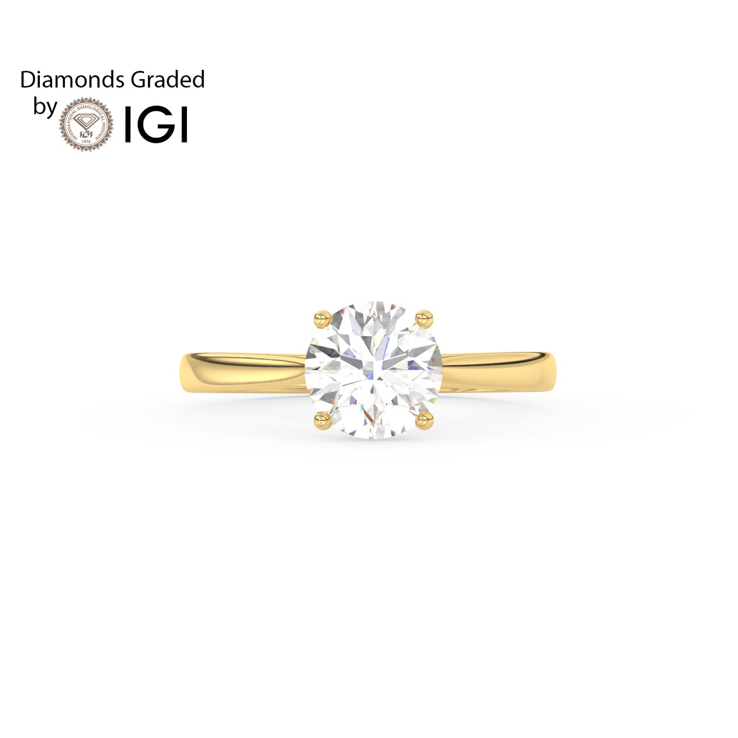 1ct Round Lab Diamond Solitaire Engagement Ring - E/VVS 14K Gold