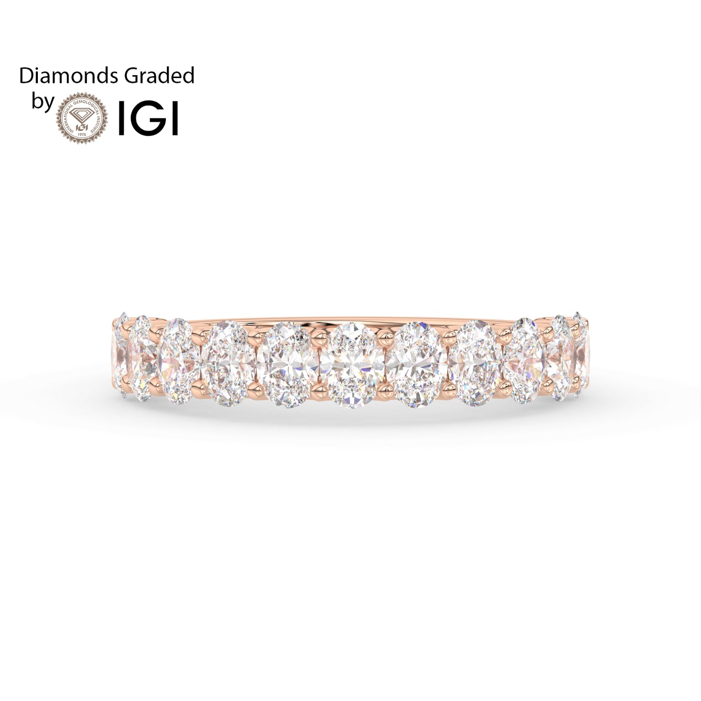 2.8ct Oval Lab Diamond Half Eternity Wedding Ring - E/VVS 14K Gold