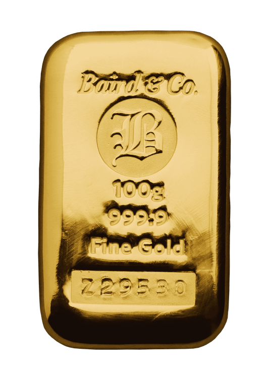100g Baird & Co Cast Gold Bar