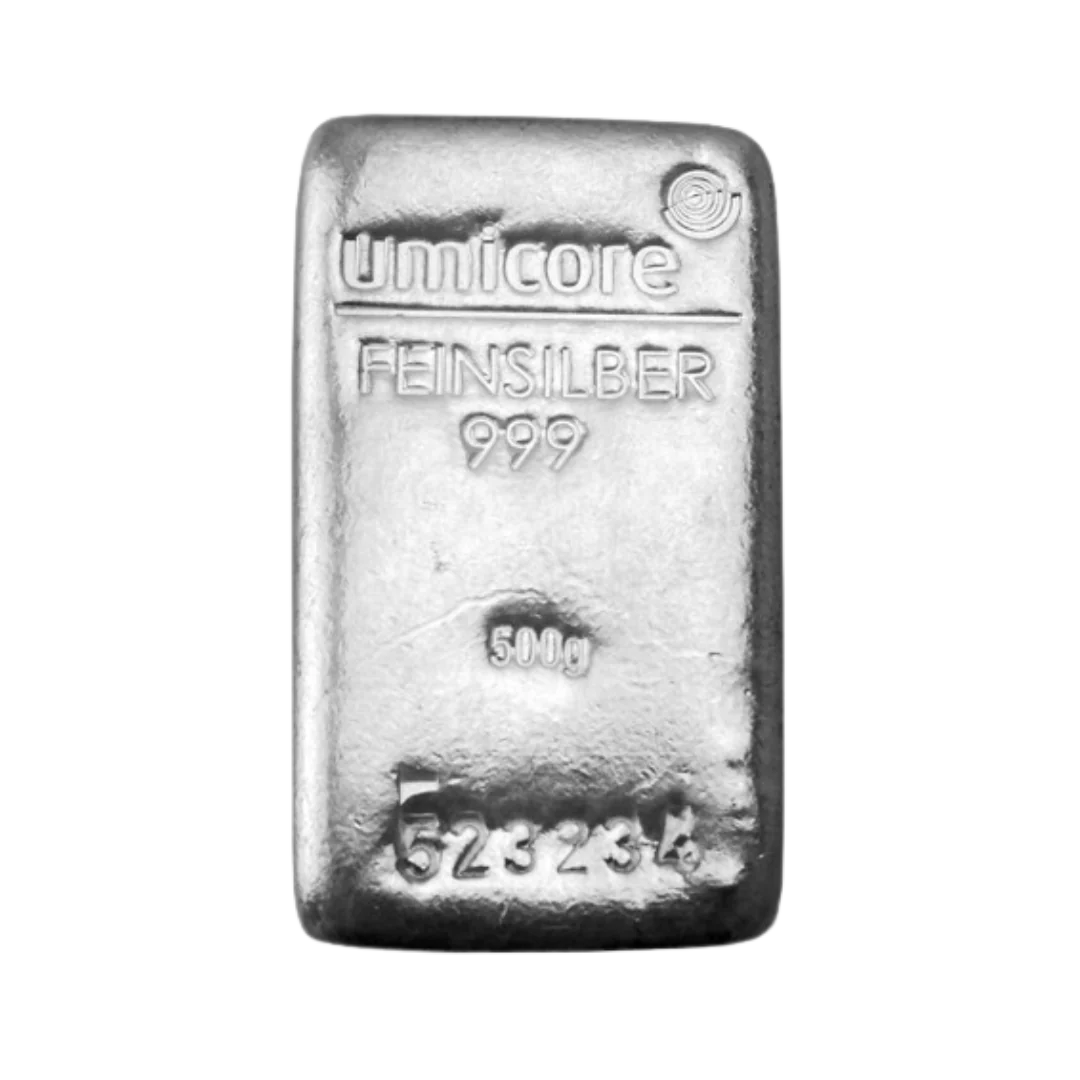 500g Umicore Cast Silver Bar