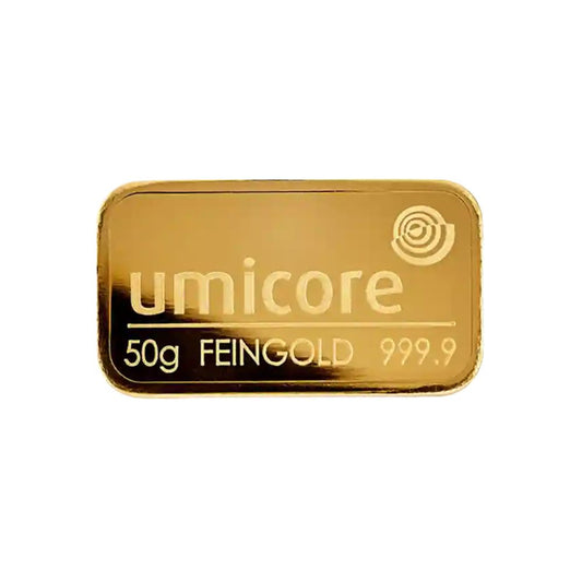 50g Umicore Minted Gold Bar