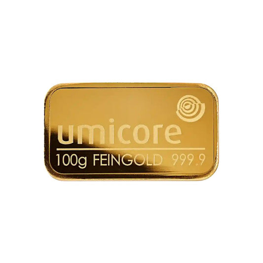 100g Umicore Minted Gold Bar