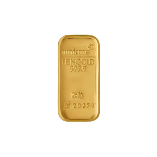 250g Umicore Cast Gold Bar