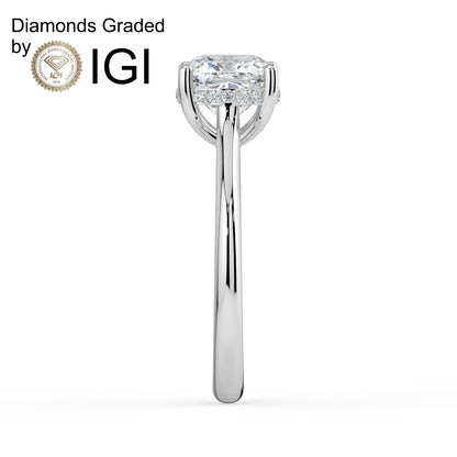 1ct Cushion Lab Diamond Engagement Ring with Hidden Halo - E/VVS 14K Gold