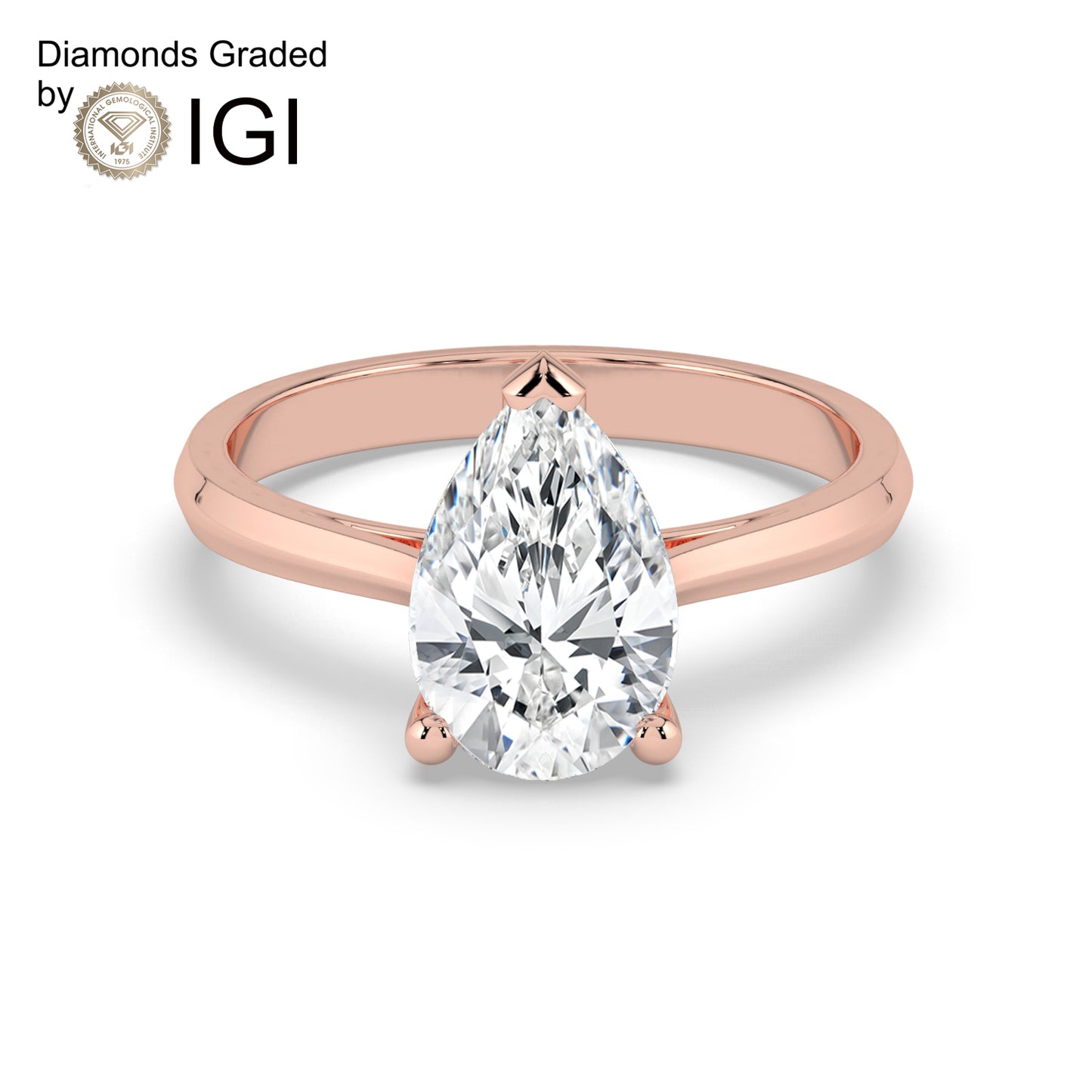 3ct Pear Lab Diamond Engagement Ring with Hidden Halo - E/VVS 18K Gold