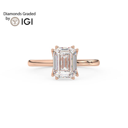2ct Emerald Lab Diamond Solitaire Engagement Ring - E/VVS 14K Gold