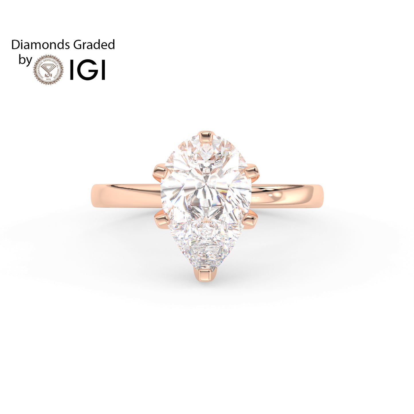 4ct Pear Lab Diamond Solitaire Engagement Ring - E/VVS 18K Gold