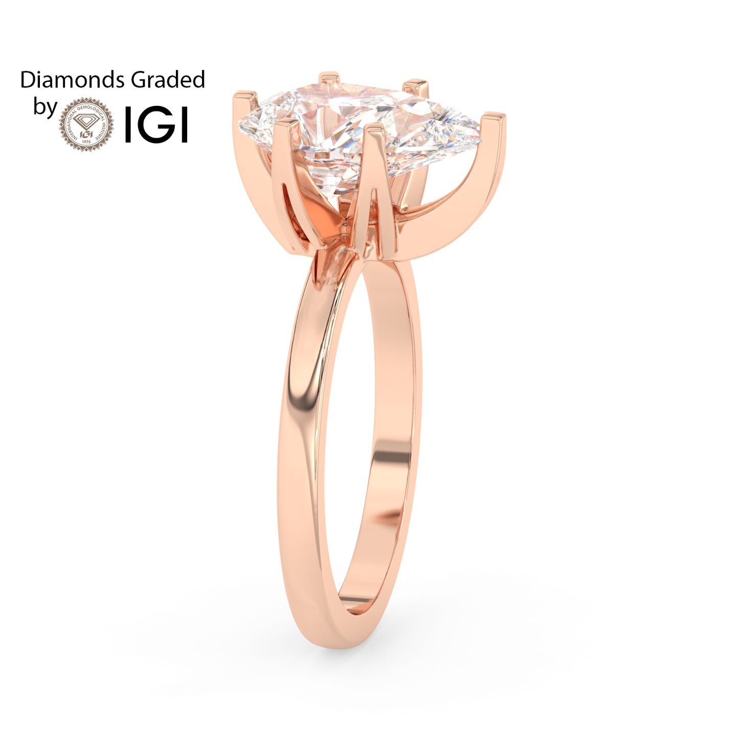 4ct Pear Lab Diamond Solitaire Engagement Ring - E/VVS 18K Gold