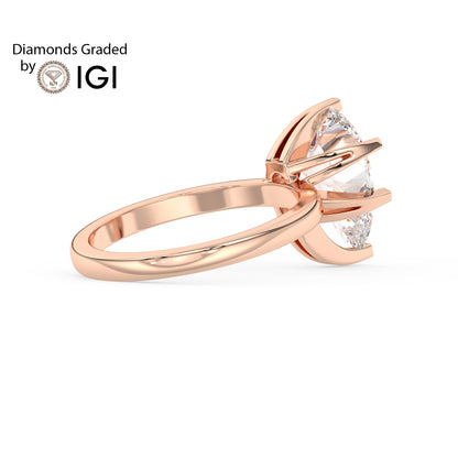 4ct Pear Lab Diamond Solitaire Engagement Ring - E/VVS 18K Gold