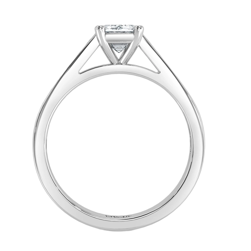 3ct Emerald Lab Diamond Engagement Ring with Diamond Band - E/VVS Platinum