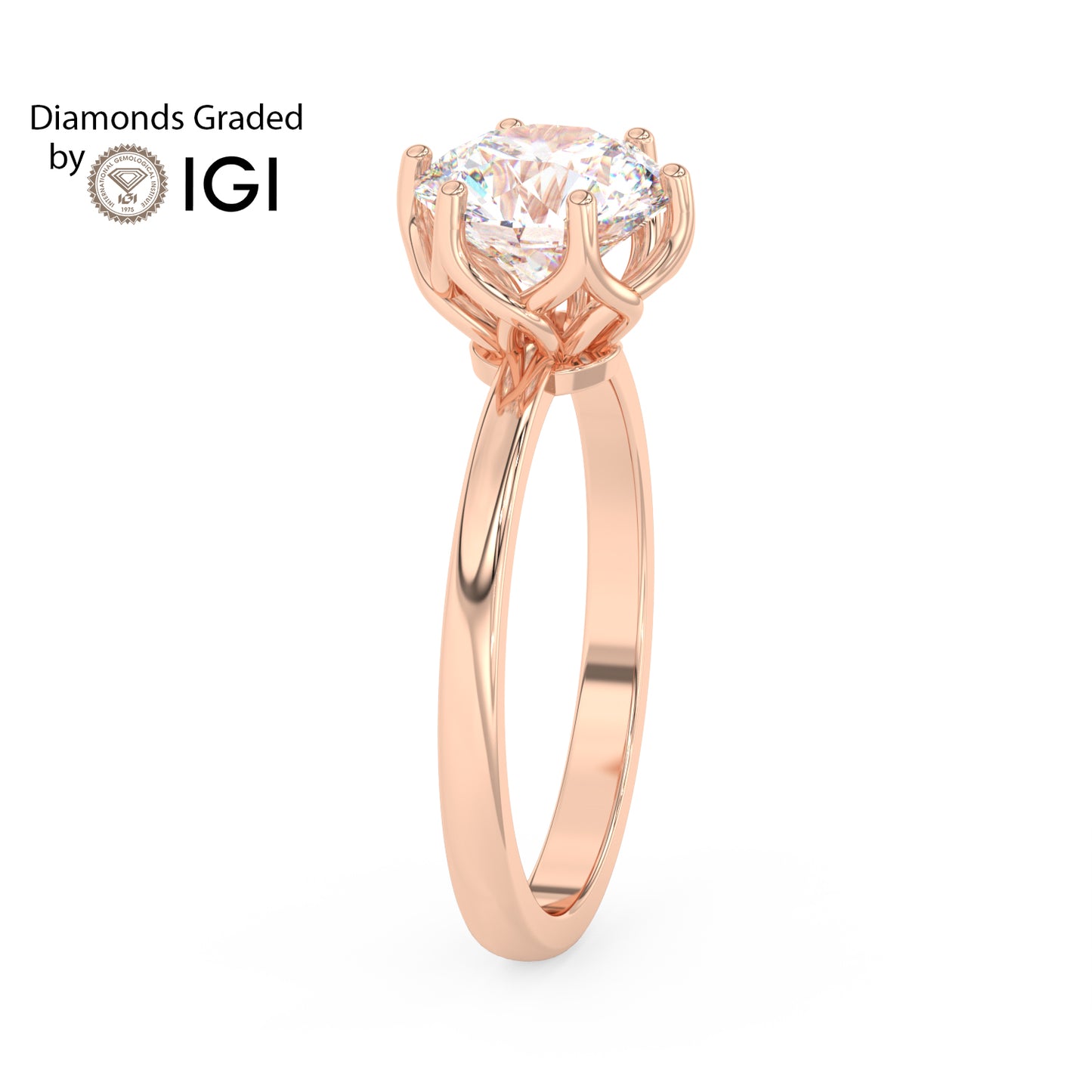 3ct Round Lab Diamond 6 Prong Solitaire Engagement Ring - E/VVS 14K Gold