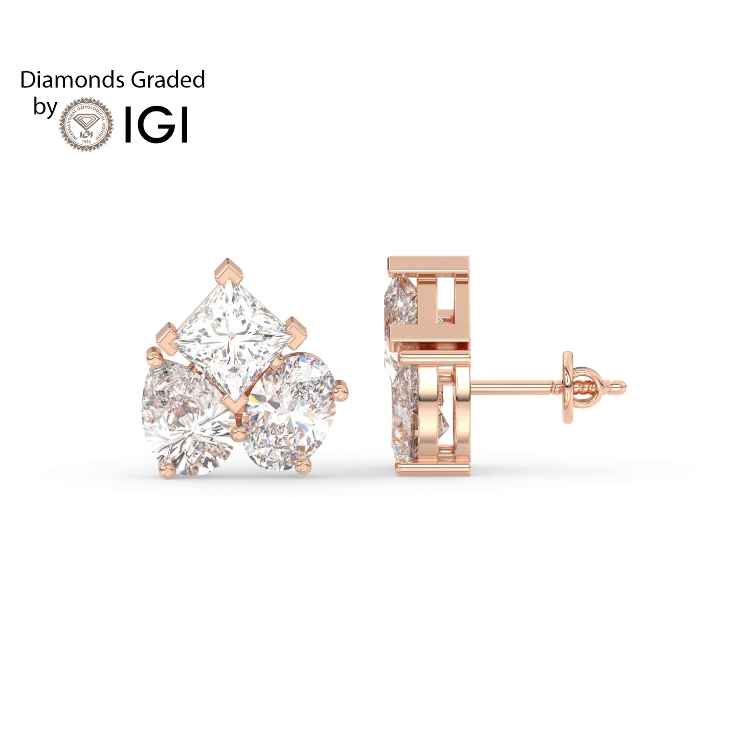 6ct Pear, Oval, and Princess Lab Diamond Earrings E VVS 18K Gold