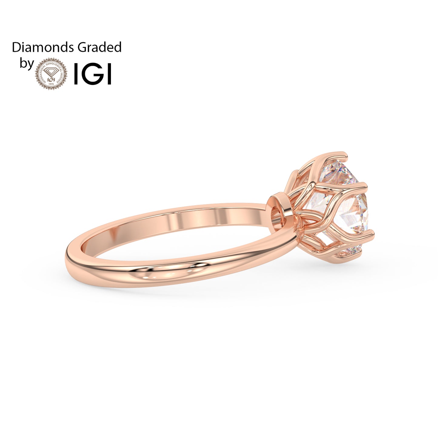 3ct Round Lab Diamond 6 Prong Solitaire Engagement Ring - E/VVS 14K Gold