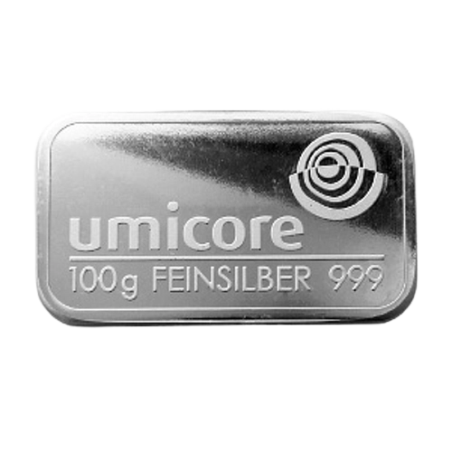 100g Umicore Minted Silver Bar
