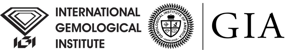 Logos of the International Gemological Institute and GIA on a white background