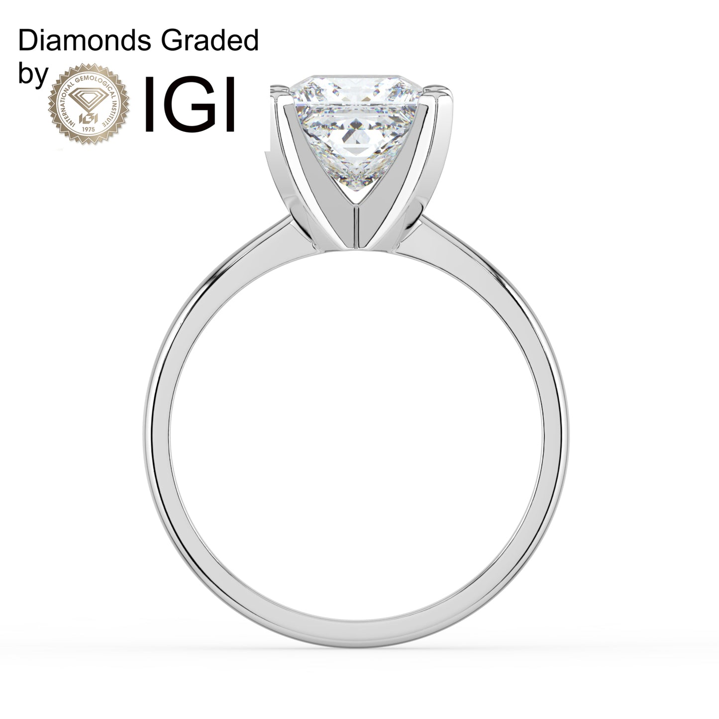 4ct Princess Lab Diamond Solitaire Engagement Ring - E/VVS 14K Gold