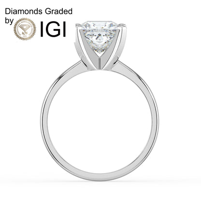 4ct Princess Lab Diamond Solitaire Engagement Ring - E/VVS 14K Gold