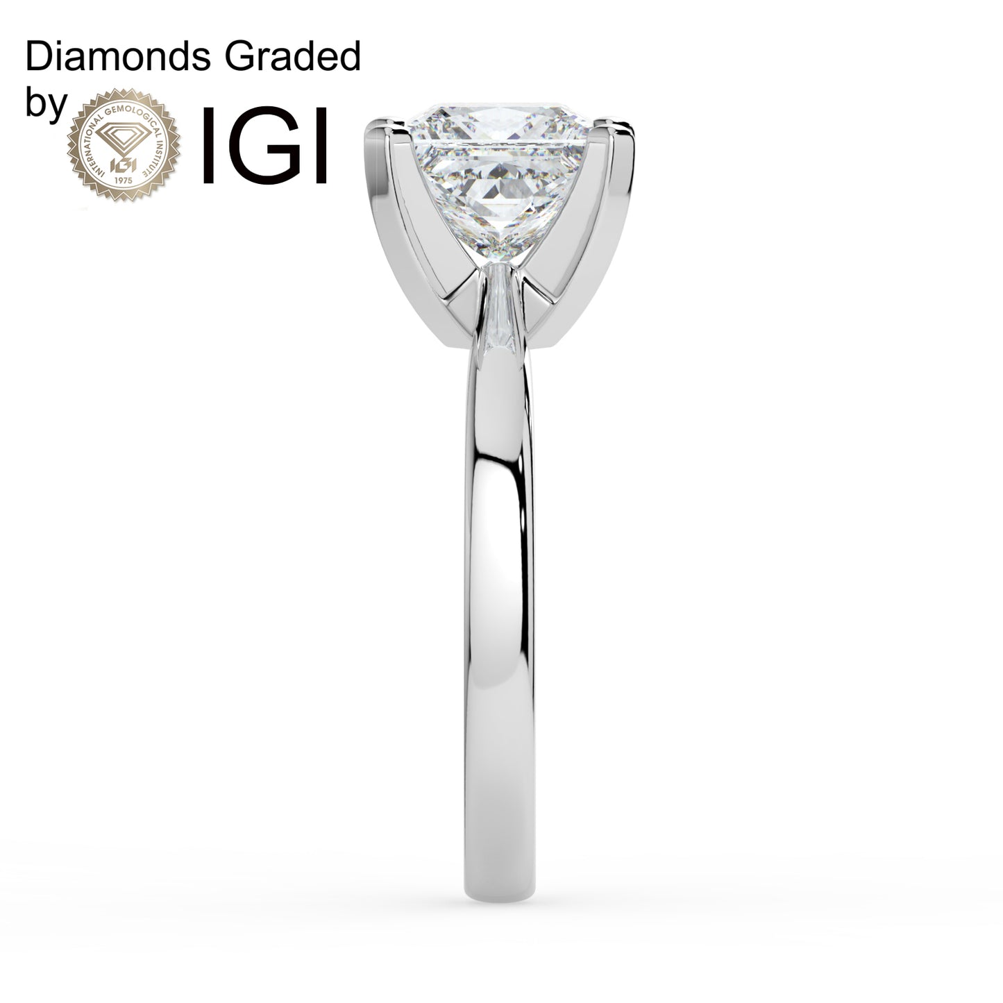 4ct Princess Lab Diamond Solitaire Engagement Ring - E/VVS 14K Gold