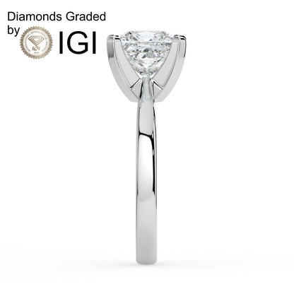 4ct Princess Lab Diamond Solitaire Engagement Ring - E/VVS 14K Gold
