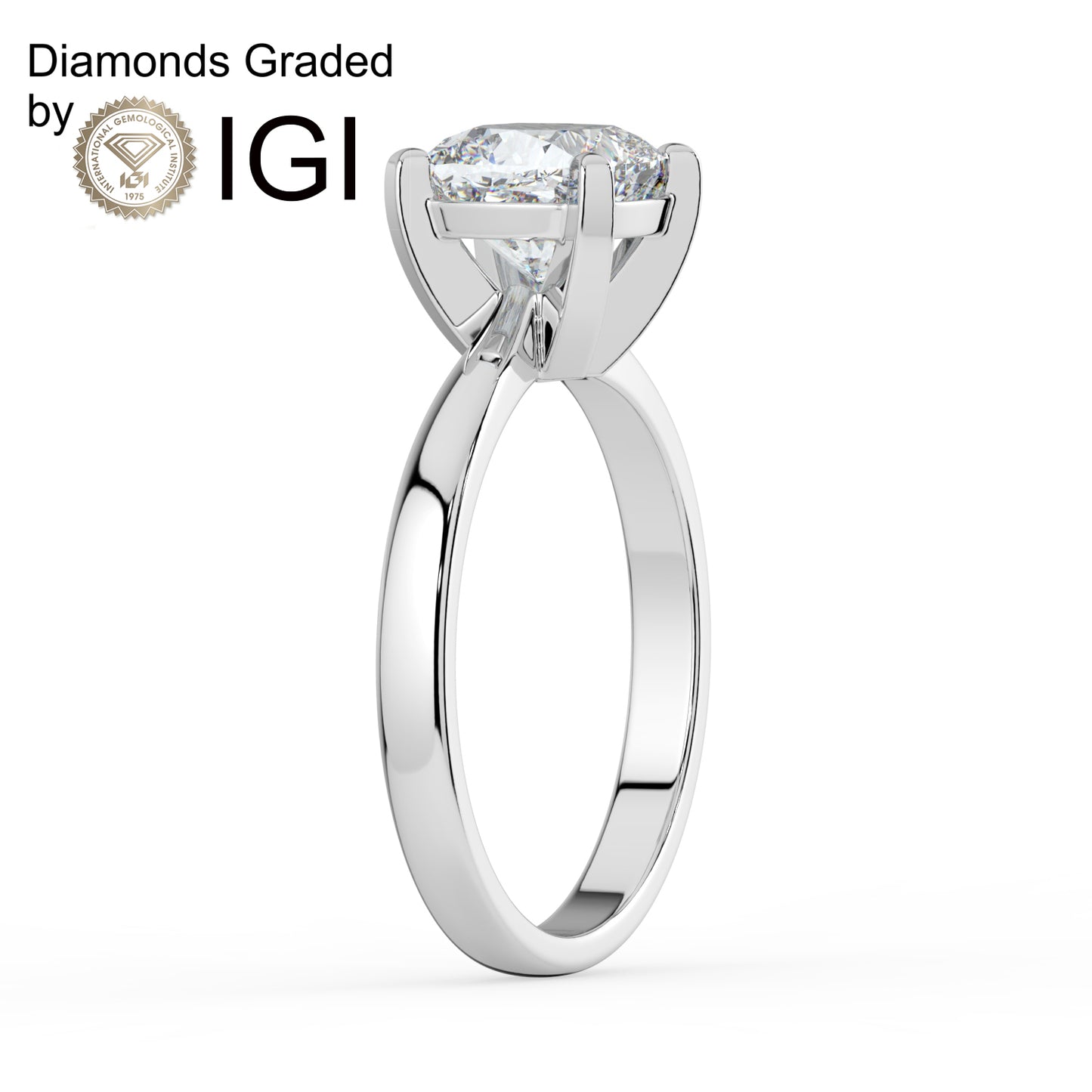 3ct Round  Lab Diamond Solitaire Engagement Ring - E/VVS Platinum