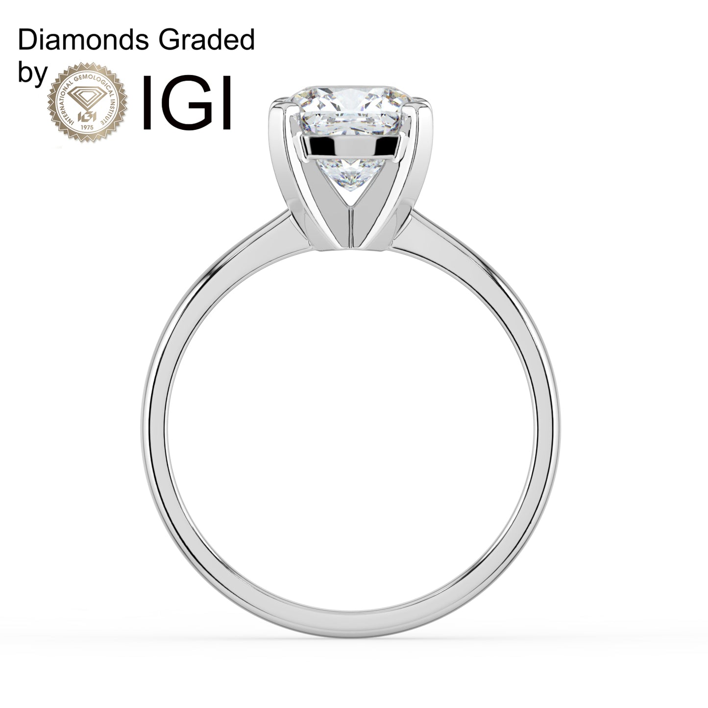 3ct Round  Lab Diamond Solitaire Engagement Ring - E/VVS Platinum