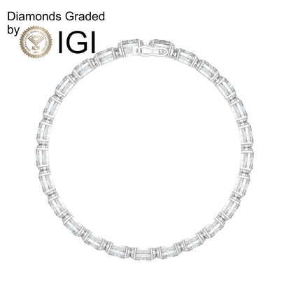 24.16ct Oval Lab Diamond Tennis Bracelet - D-E/VVS 14K Gold