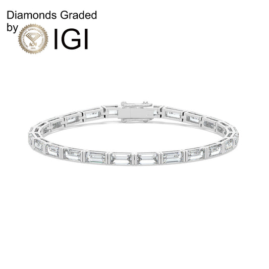 8.8ct Baguette Lab Diamond Tennis Bracelet D-E VVS 14K Gold