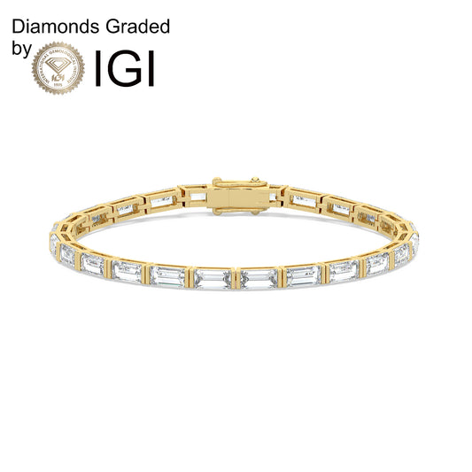 8.8ct Baguette Lab Diamond Tennis Bracelet D-E VVS 18K Gold