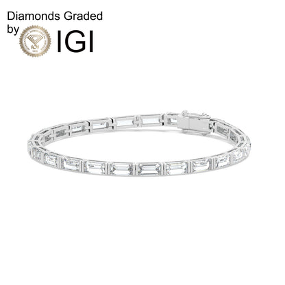 8.8ct Baguette Lab Diamond Tennis Bracelet D-E VVS 14K Gold