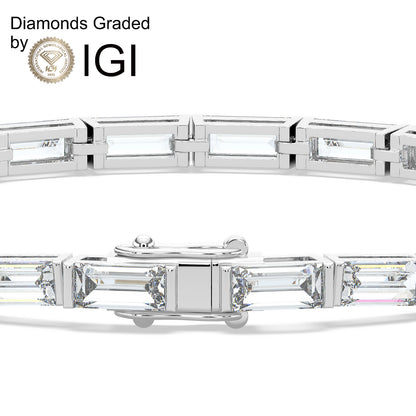 8.8ct Baguette Lab Diamond Tennis Bracelet D-E VVS 14K Gold