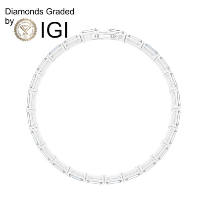 8.8ct Baguette Lab Diamond Tennis Bracelet D-E VVS 14K Gold