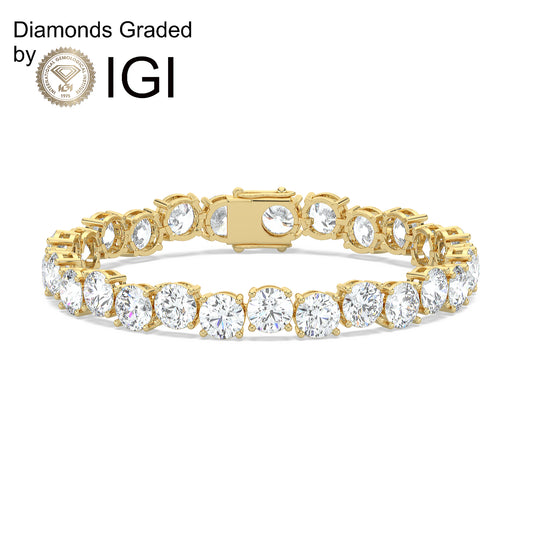 8.9ct Round Lab Diamond Tennis Bracelet D-E VVS 18K Gold