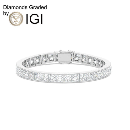 22ct Princess Lab Diamond Tennis Bracelet - D-E/VVS 14K Gold
