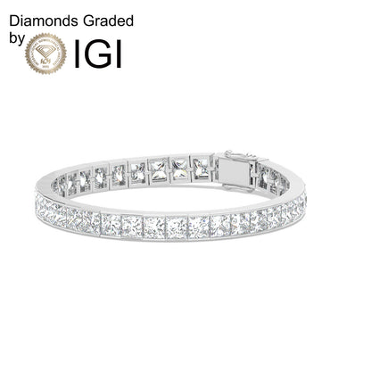 22ct Princess Lab Diamond Tennis Bracelet - D-E/VVS 14K Gold