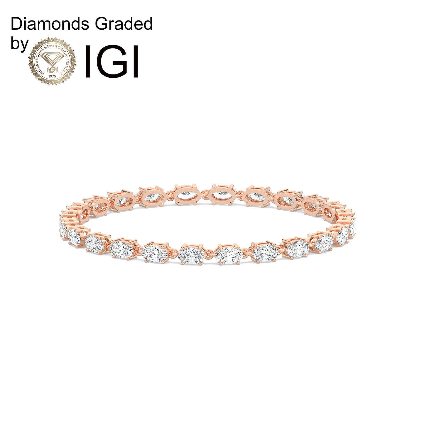 5ct Oval Lab Diamond Tennis Bracelet D-E VVS 14K Gold