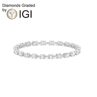 5ct Oval Lab Diamond Tennis Bracelet D-E VVS 14K Gold