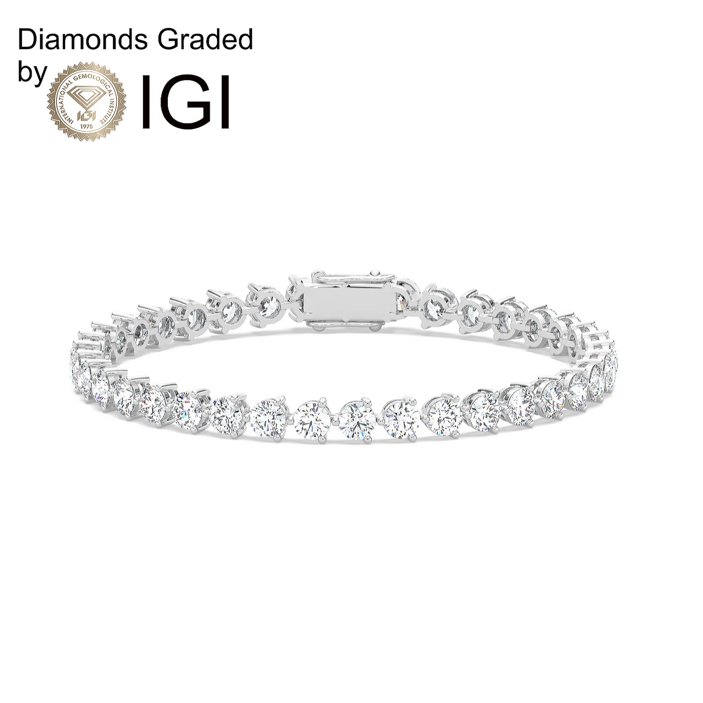 28ct Round Lab Diamond Tennis Bracelet E VVS 14K Gold