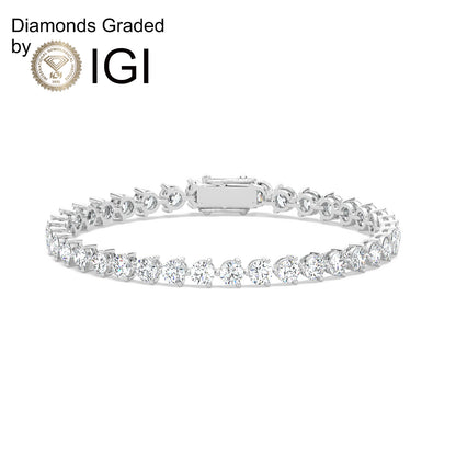 28ct Round Lab Diamond Tennis Bracelet E VVS 14K Gold