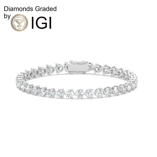 28ct Round Lab Diamond Tennis Bracelet E VVS 14K Gold