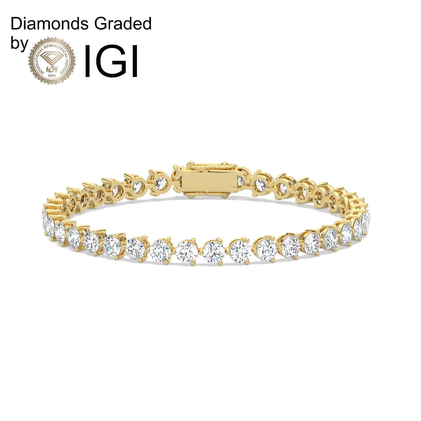 28ct Round Lab Diamond Tennis Bracelet E VVS 14K Gold