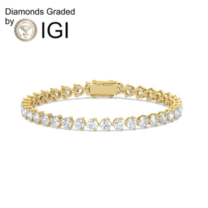 28ct Round Lab Diamond Tennis Bracelet E VVS 14K Gold