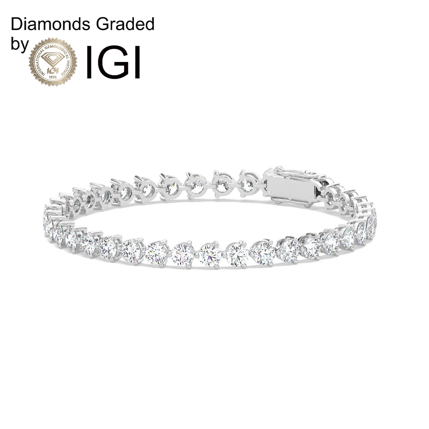 28ct Round Lab Diamond Tennis Bracelet E VVS 14K Gold