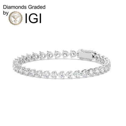 28ct Round Lab Diamond Tennis Bracelet E VVS 14K Gold