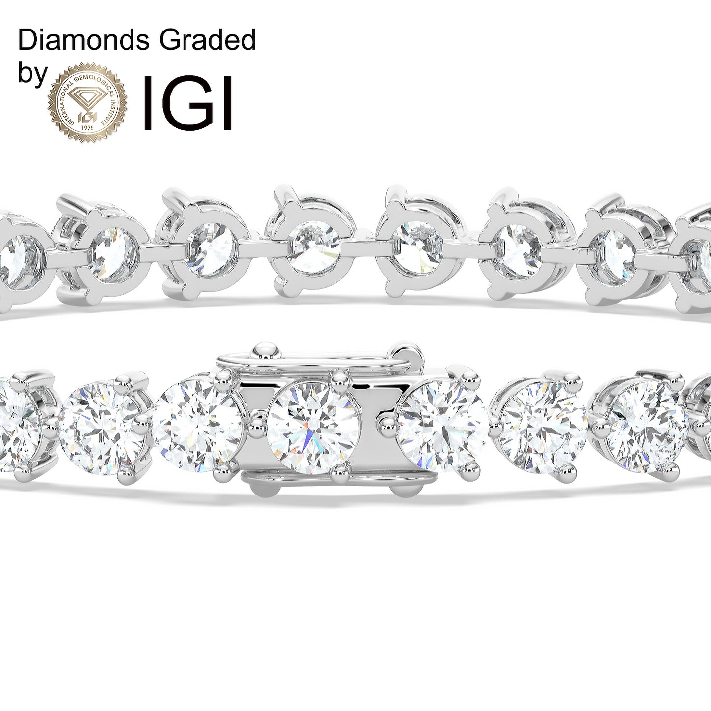 28ct Round Lab Diamond Tennis Bracelet E VVS 14K Gold