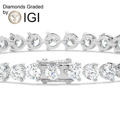 28ct Round Lab Diamond Tennis Bracelet E VVS 14K Gold