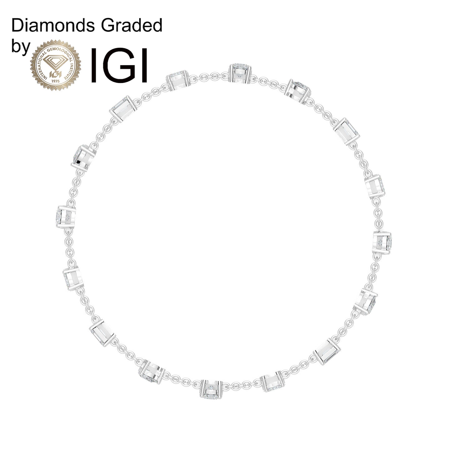 7.38ct Multi-Shape Lab Diamond Station Bracelet D-E VVS 18K Gold