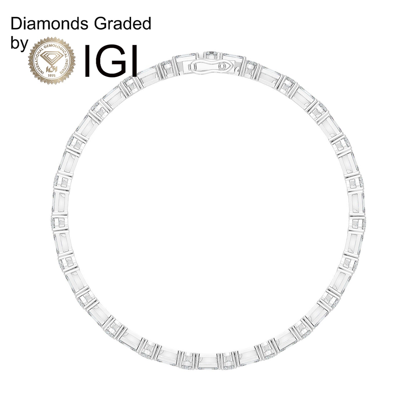 5.92ct Round and Emerald Lab Diamond Tennis Bracelet / D-E/VVS 14K Gold